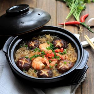 Fresh Prawns Hot Pot (with Ginger & Green Onion)