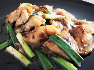 Pan fried fish with ginger and green onion