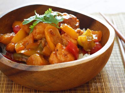 Sliced Chicken with ginger and pineapple